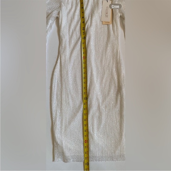 Club L London White Sequin Long Sleeve Mini Dress Size 8 - Picture 13 of 16